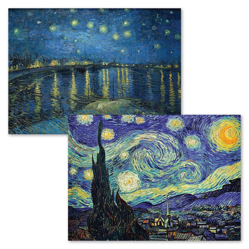 Palace Learning 2 Pack - The Starry Night 1889 & Starry Night Over the Rhone by Vincent Van Gogh - Fine Art Poster Prints (LAMINATED, 18" X 24") - Image 1